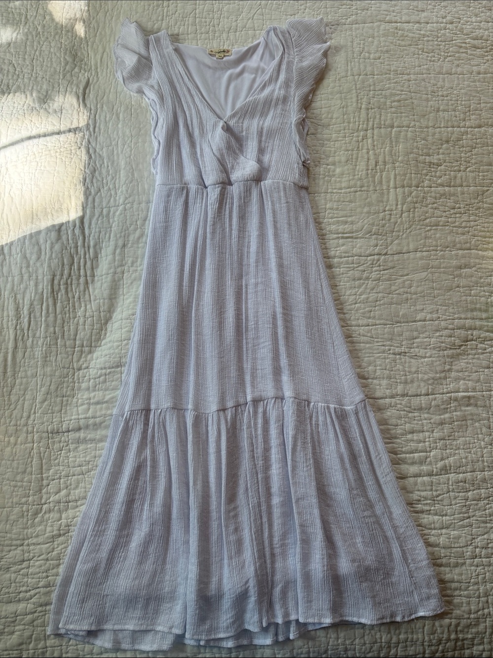 White Maxi Dress with Ruffle Sleeves